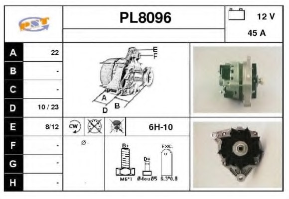 SNRA PL8096 Alternator